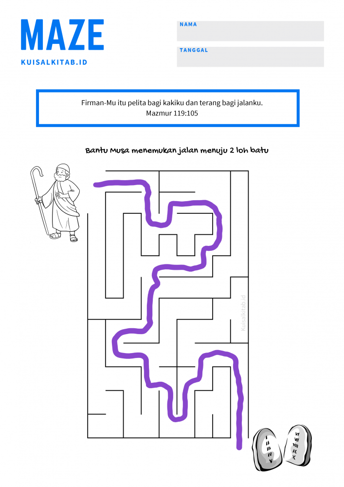 Maze Alkitab Musa dan dua Loh Batu