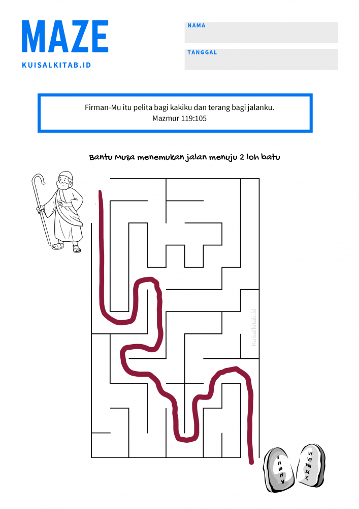 Maze Alkitab Musa dan dua Loh Batu