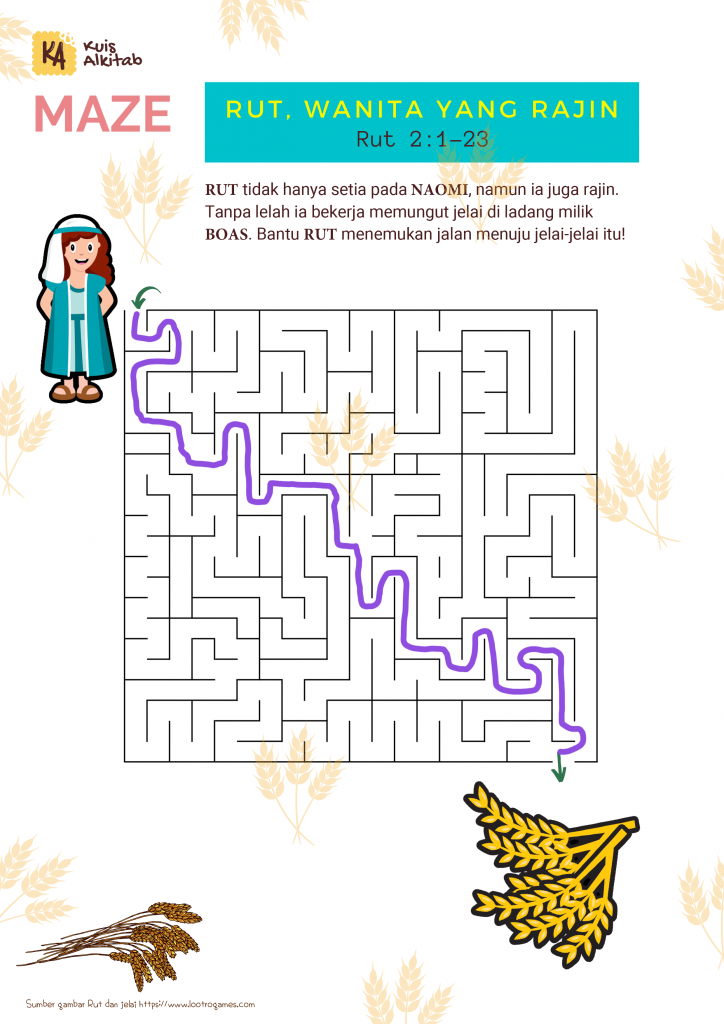 Maze Alkitab Rut Wanita yang Rajin