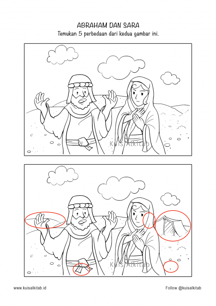 Cari Perbedaan Gambar: Abraham dan Sara Versi 2