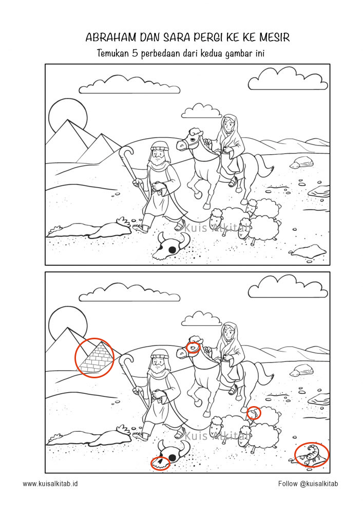 Cari Perbedaan Gambar: Abraham dan Sara ke Mesir