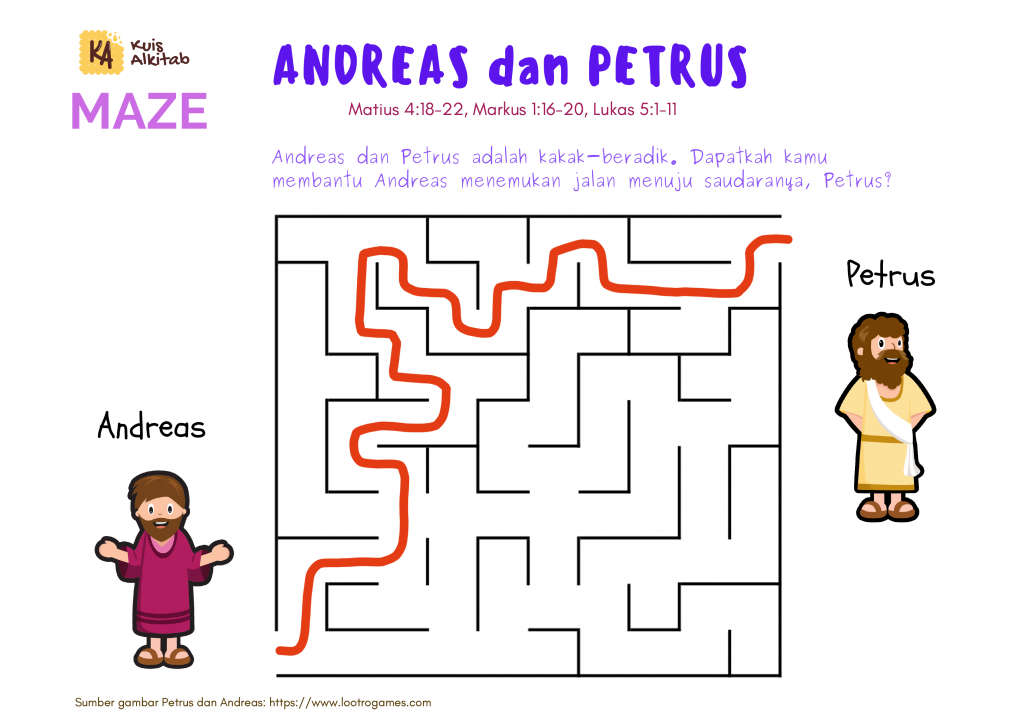 Maze Alkitab Petrus dan Andreas