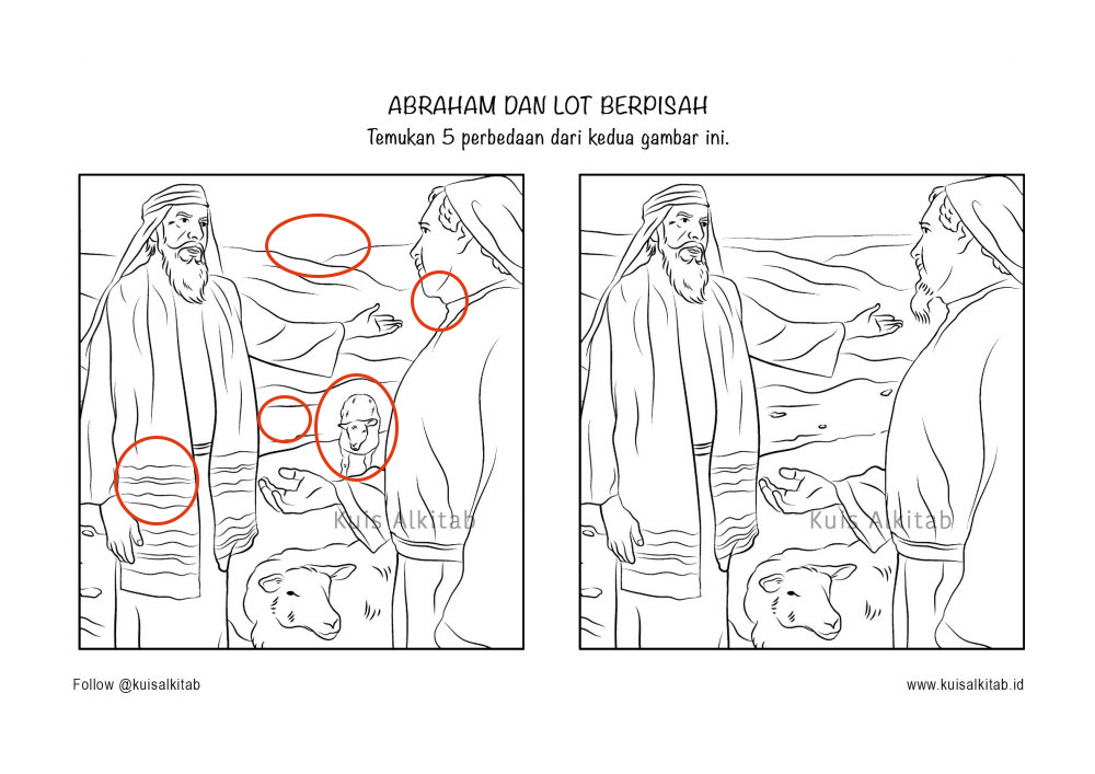 Cari Perbedaan Gambar: Abram dan Lot Berpisah